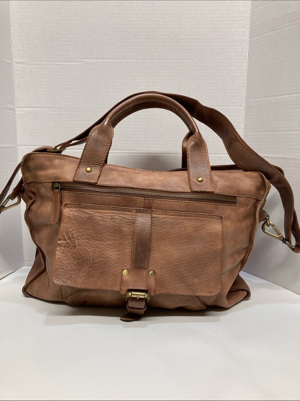 ✔️Carbon2Cobalt Classic Brown Leather Satchel Bag